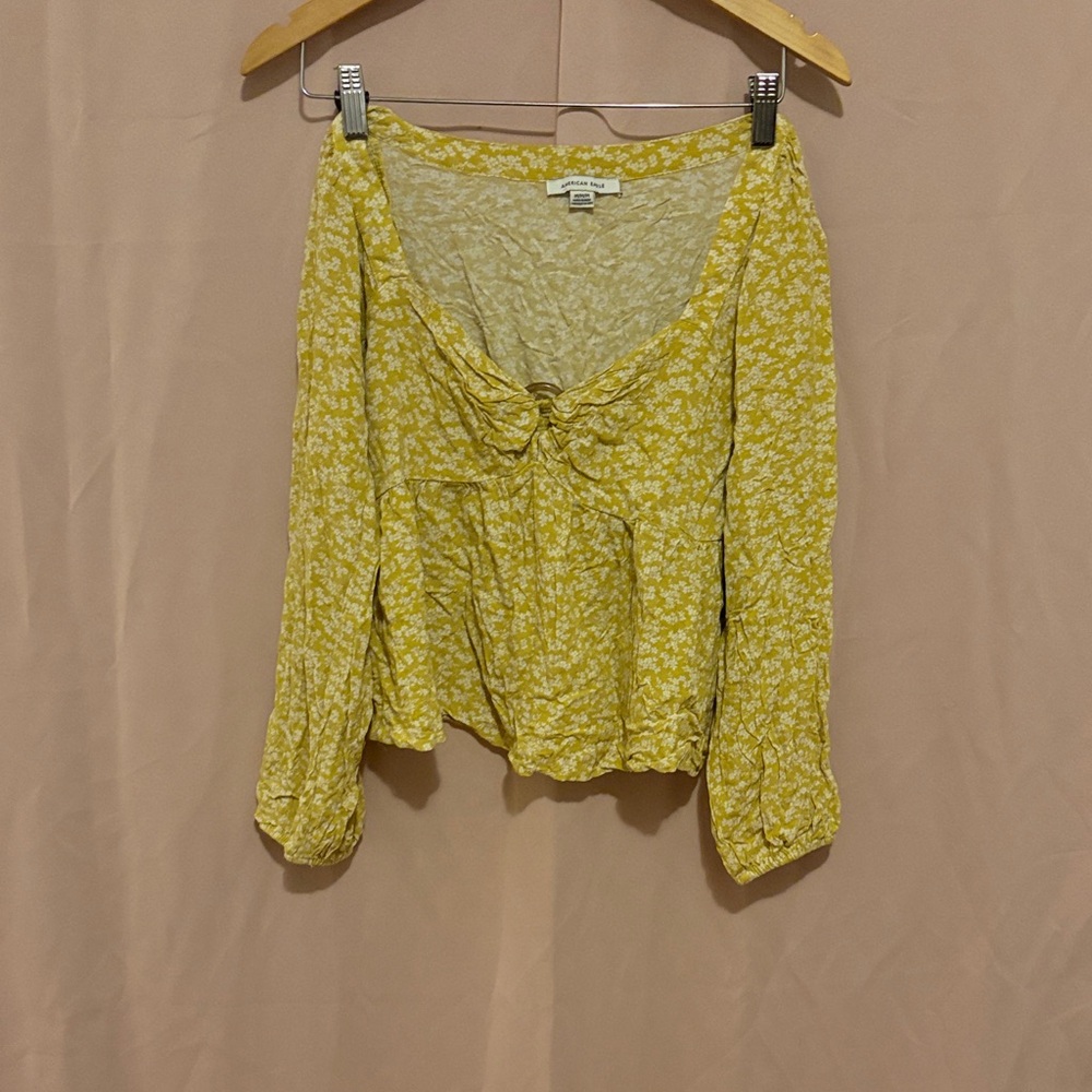 American Eagle Outfitters Yellow Floral Blouse